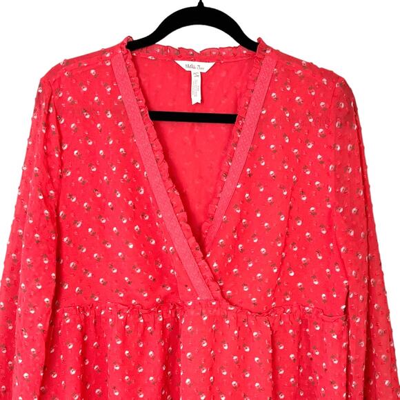 MATILDA JANE Women's Must Be Love Blouse Coral-Red Sz L - Picture 4 of 9